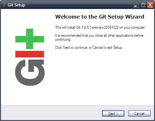 Welcome to the Git Setup Wizard